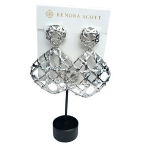 Kendra Scott Statement Earrings -Natalie Silver Tone